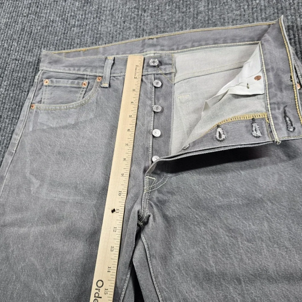 Levi's 501 Jeans Mens 36x34 Gray Regular Straight Denim Button Fly Fits 34x31